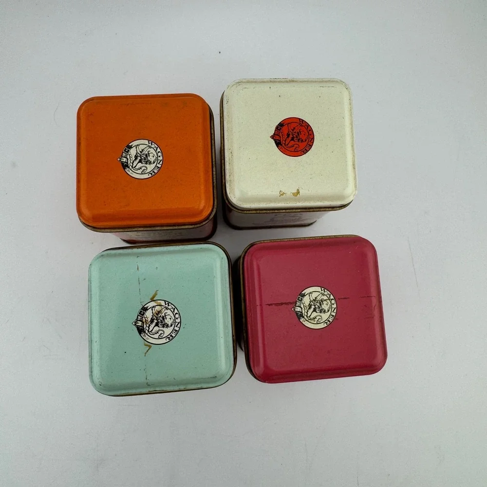 John Wagner & Sons Vintage Tea Tins Set 4 Multicolor Kitchen Decor Advertising